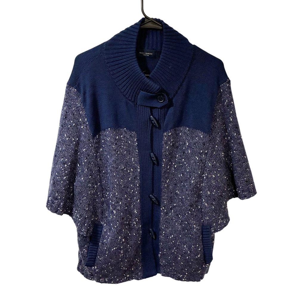 Piazza Sempione Blue Knit Toggle Button Sweater Jacket Made in Italy Medium
